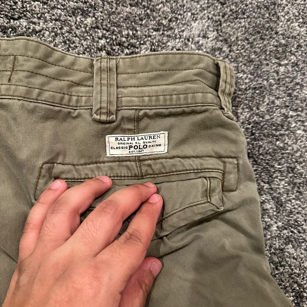 Vintage Polo Raulph Lauren Shorts Mens 35 Cargo Olive Green Surplus Cotton Loose